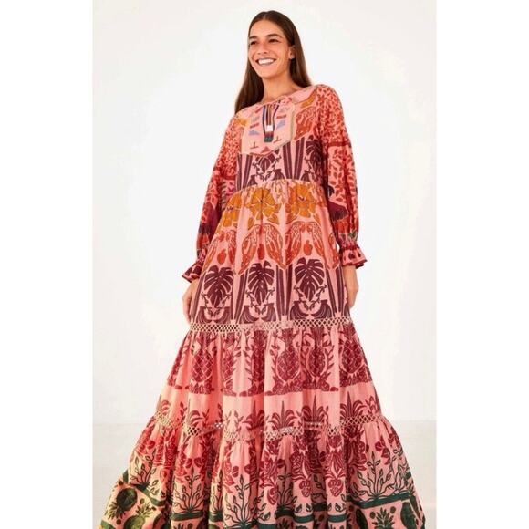 FARM RIO AINIKA MACAW MAXI DRESS Size LARGE - Picture 1 of 9